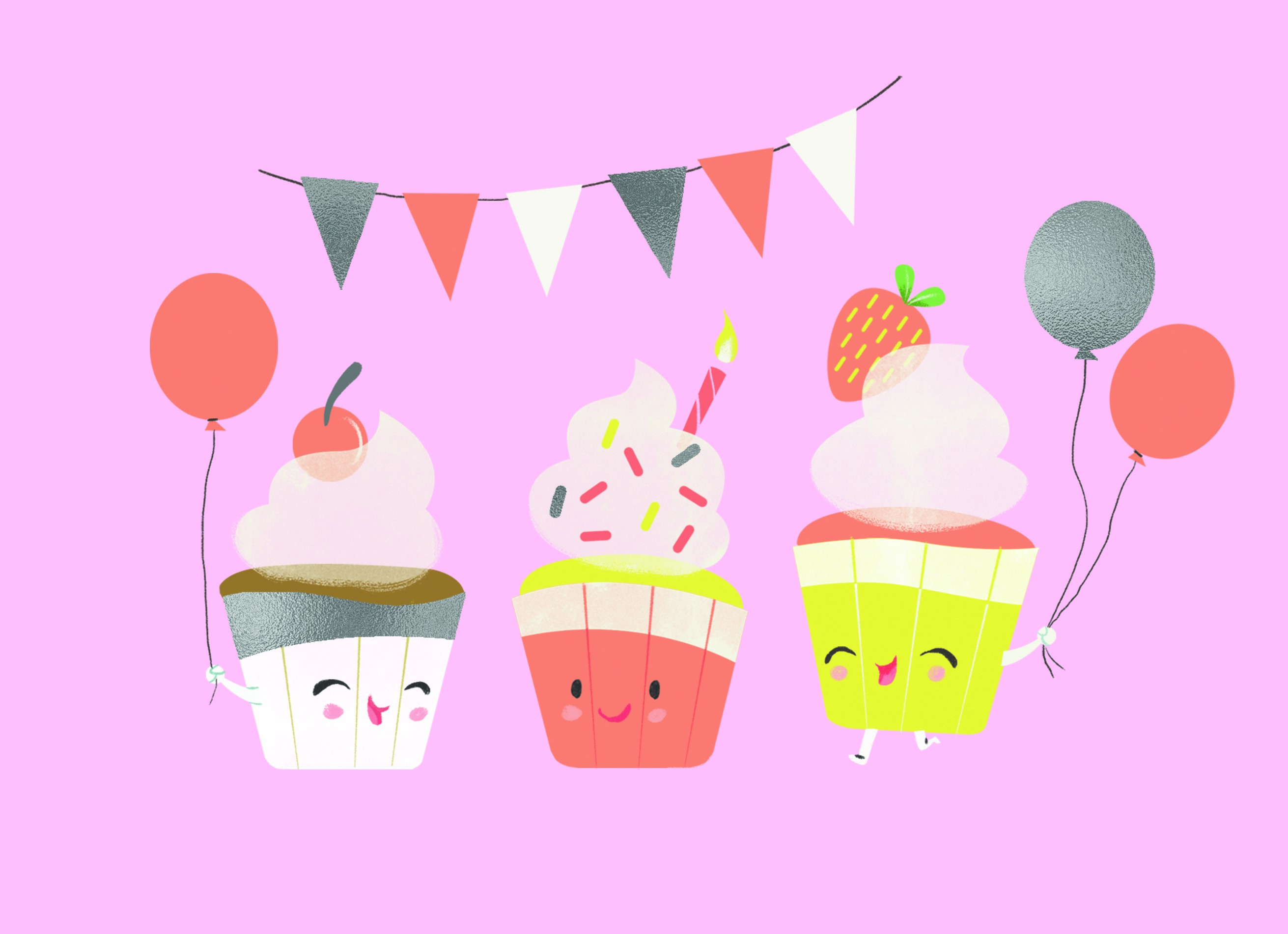 Verjaardagskaart Hallmark | Slingers ballonnen en cupcakes