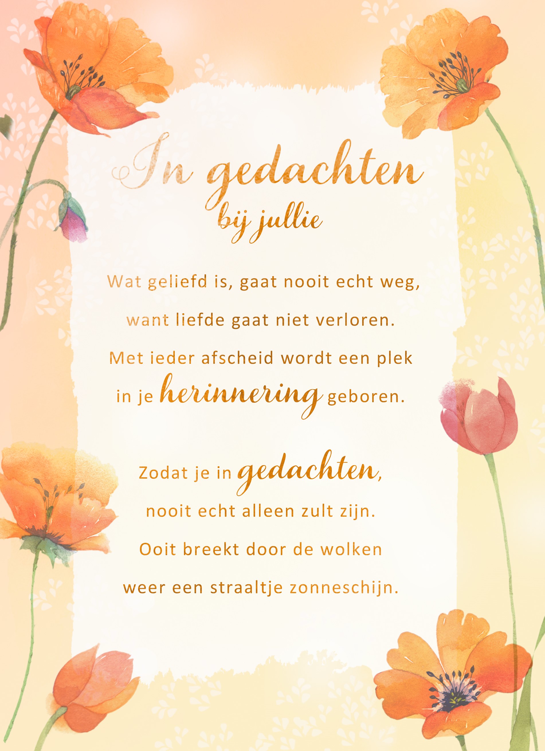 Hallmark Kaart | Algemeen | Condoleancekaart In gedachten bij jullie More than words