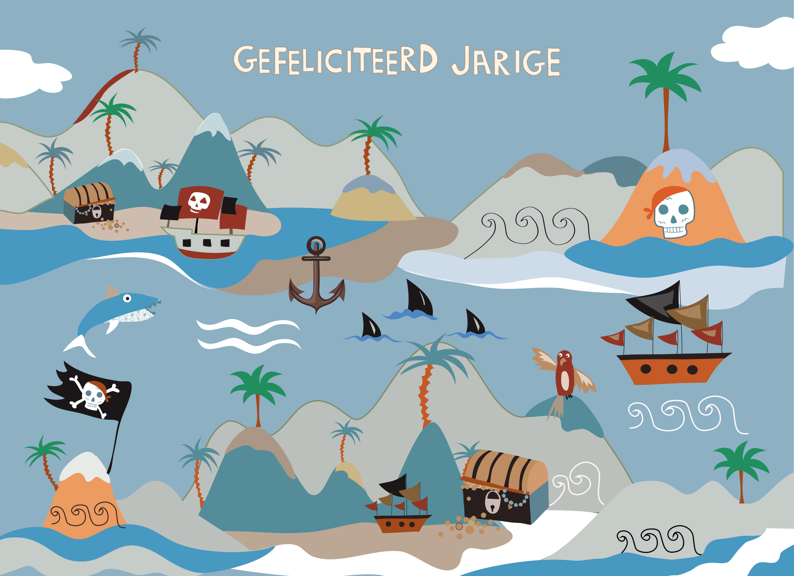 Verjaardagskaart Turnowsky | Verjaardagskaart piratenschatkaart
