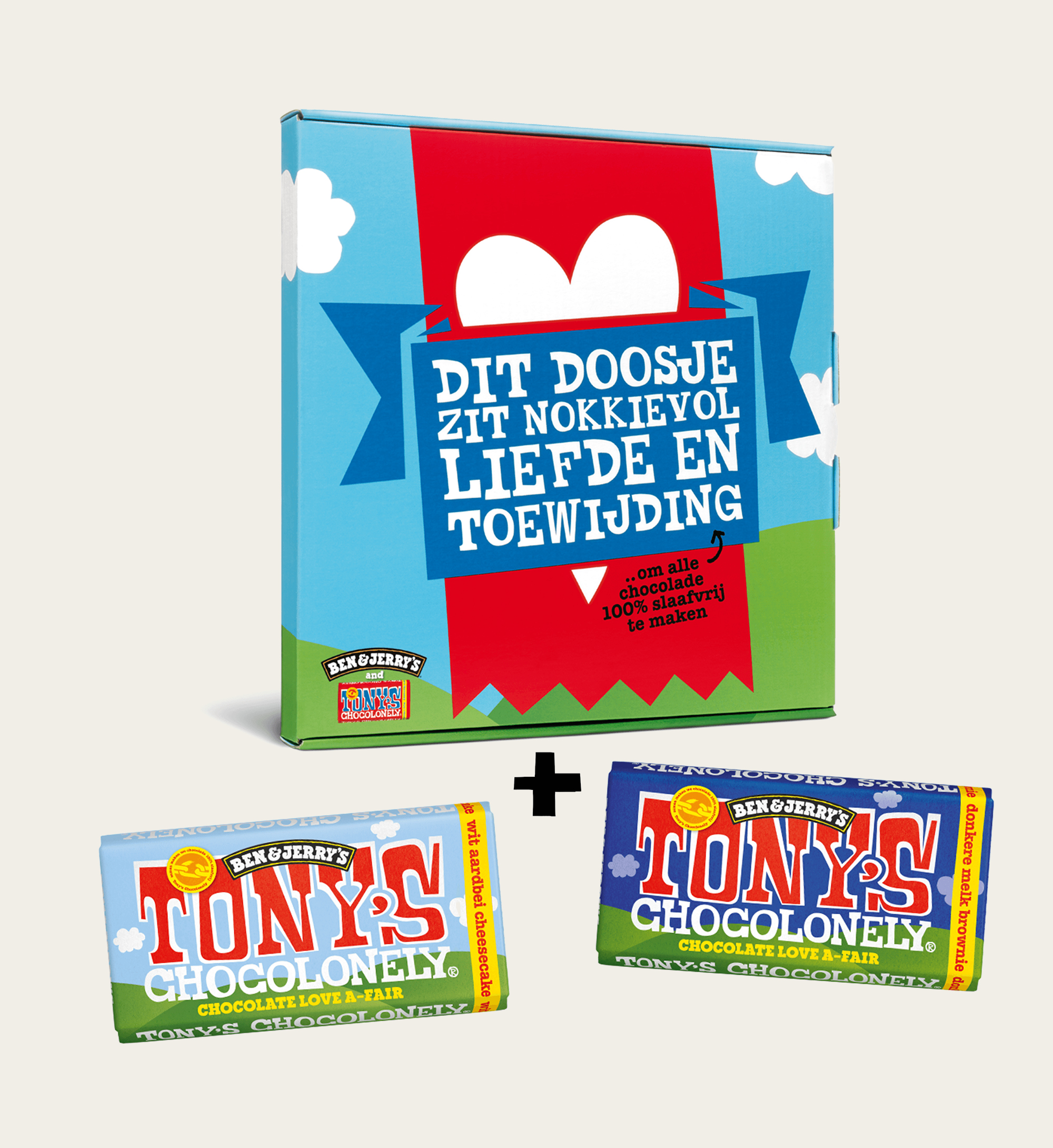 |  Tony’s Chocolonely Chocolate Love-A-Fair Duo Cadeau | Verras op Valentijnsdag met een cadeau + kaart  | Chocolade cadeau + kaart versturen