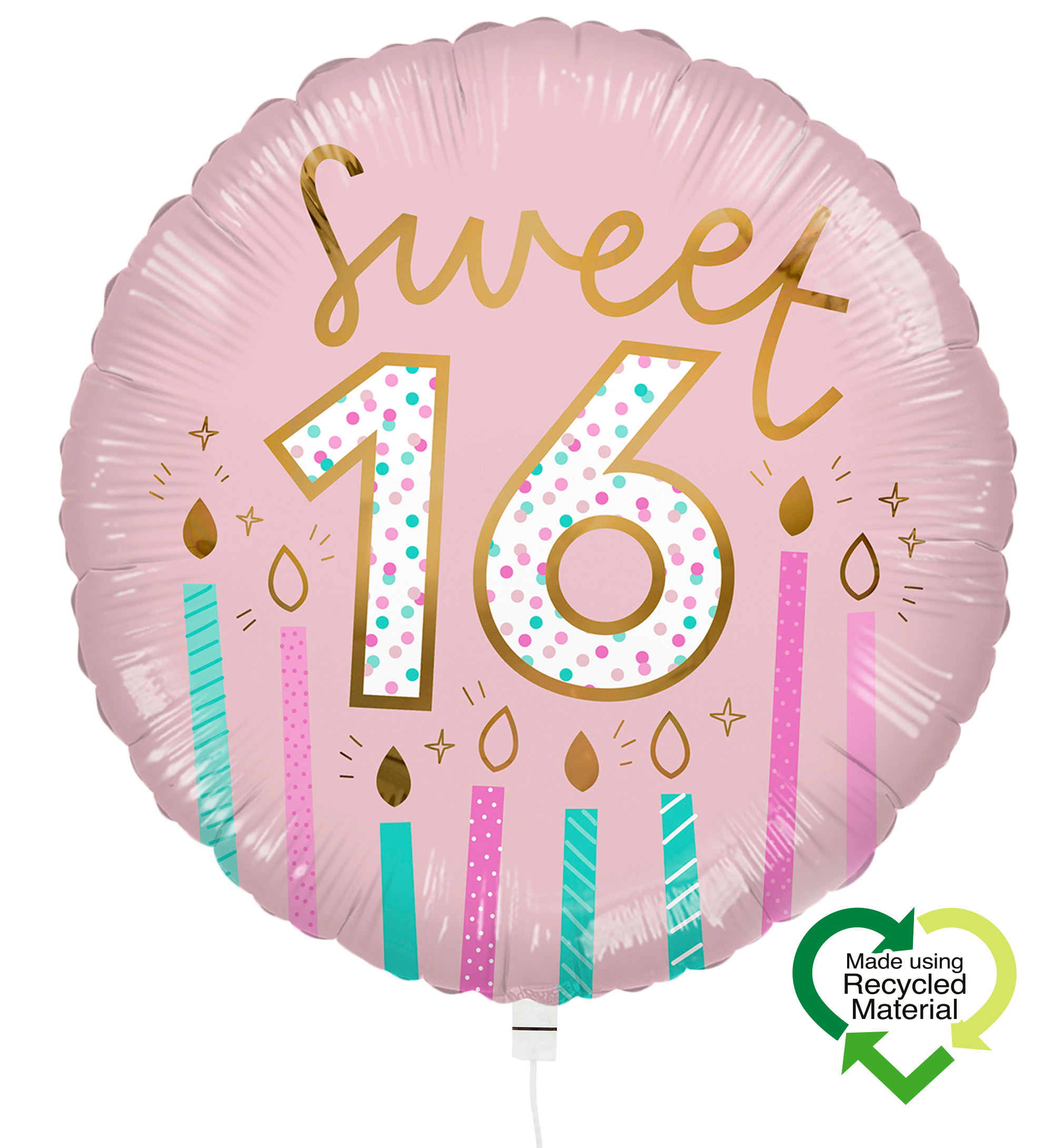 Ballon Verjaardag Sweet Sixteen Roze Eco